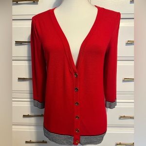 Chaus Women's V-Neck 3/4 Sleeve Button Sweater - Size S